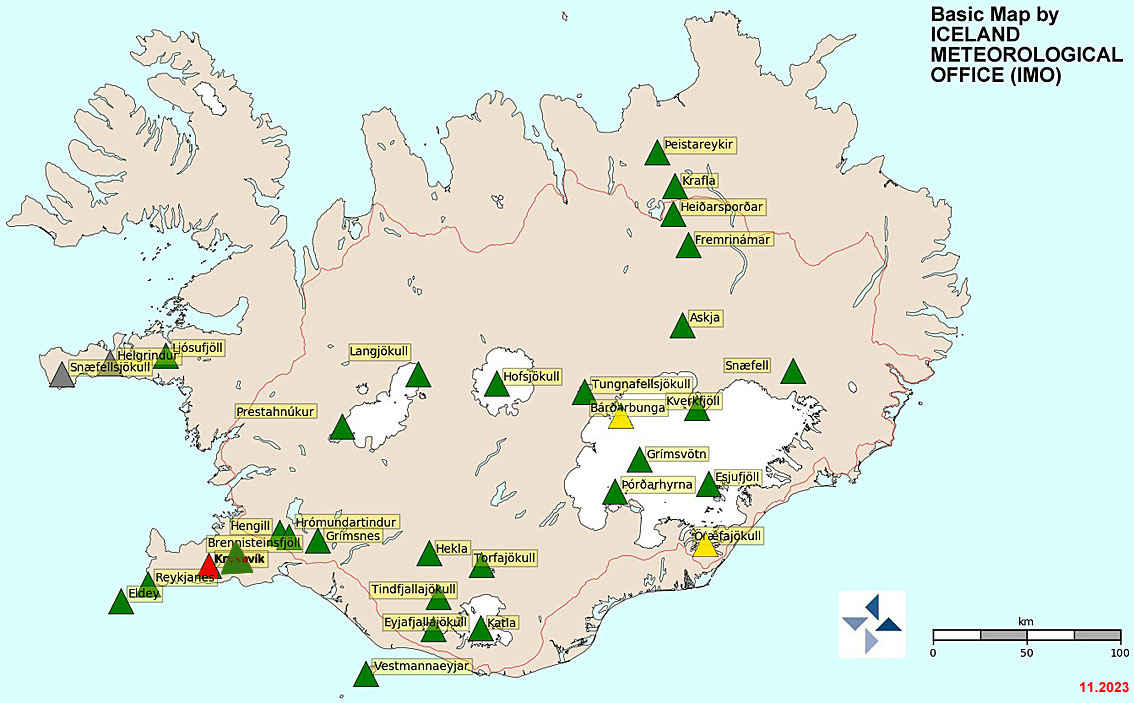 Karte Von Island Mit Vulkanen ISLAND